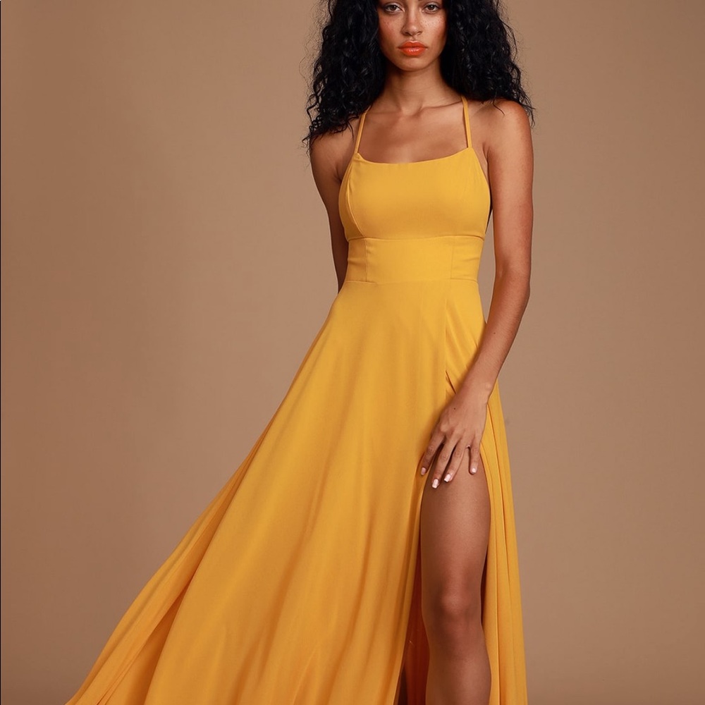LULU’s Yellow Backless Dress